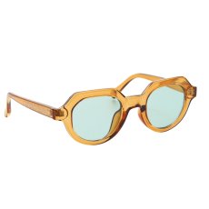 画像1: THICK CROWN PANTO SUNGLASSES(Lt-BROWN/GREEN) (1)