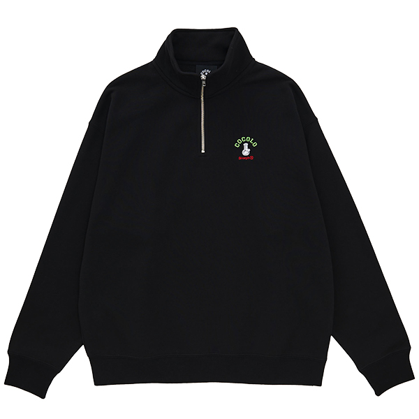 EMBROIDERY BONG HALF ZIP SWEAT (BLACK) - COCOLOBLAND WEB STORE